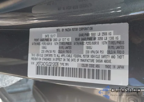 2018 Mazda Cx-9 Touring z USA, uszkodzony, nr VIN JM3TCACY9J0212836